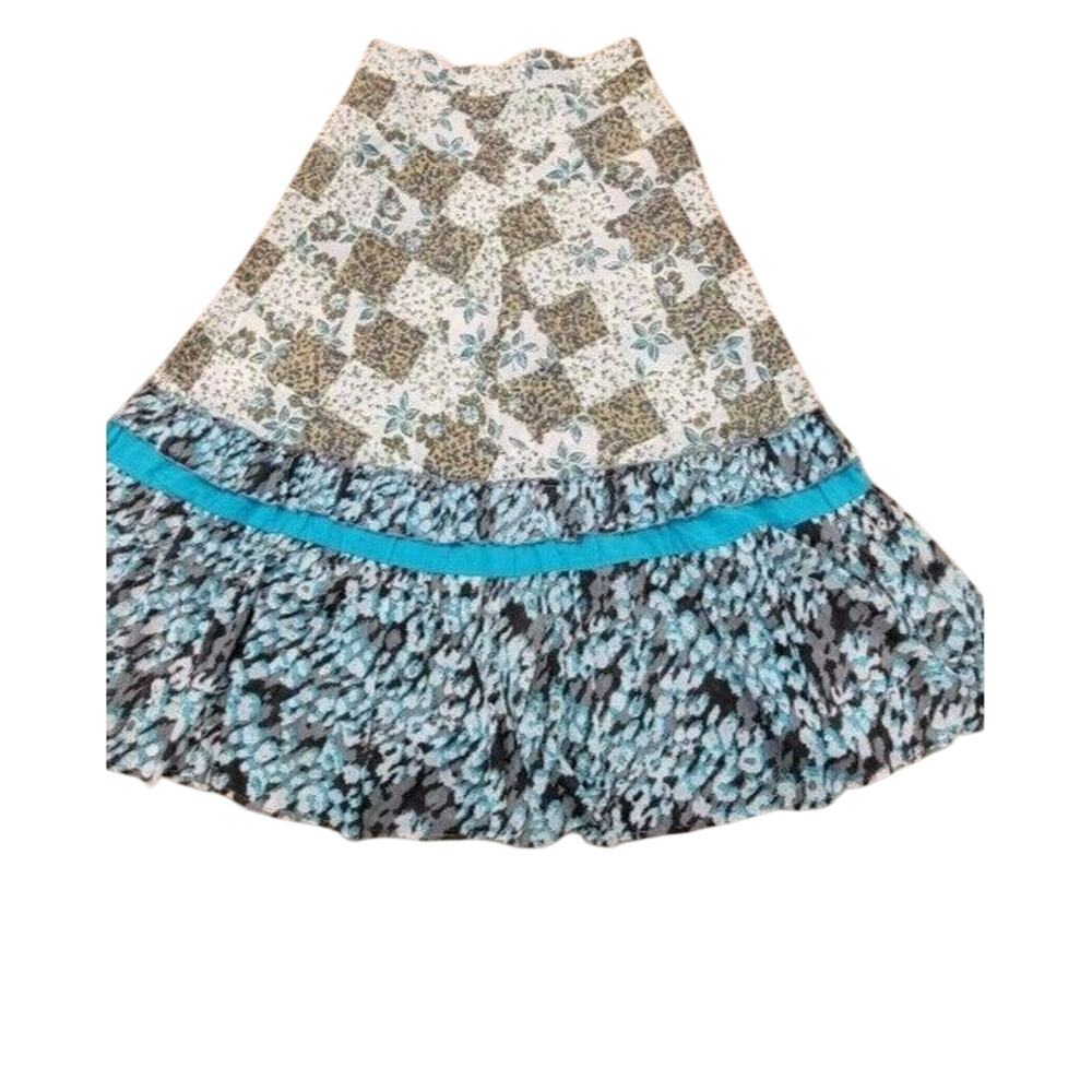 NWT Anthropologie Maxi Skirt XL Boho Raga Floral Turquoise Brown - Picture 7 of 13